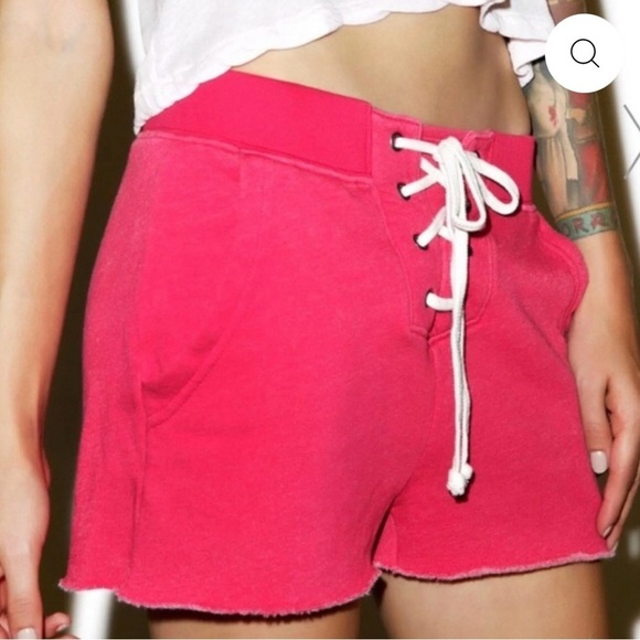 Wildfox Pants - Wildfox Couture Pink mod four all lace up shorts
